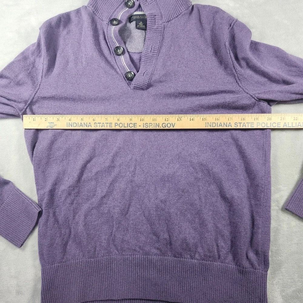 Banana Republic Sweater Mens‎ Medium Purple Cotton Cashmere Henley Pullover